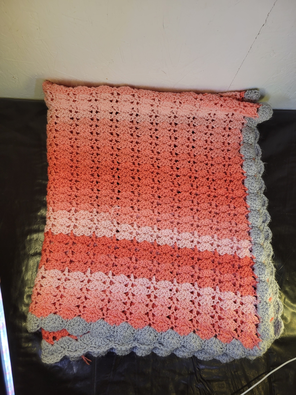 Handmade Primrose Coral Ombre Baby Blanket